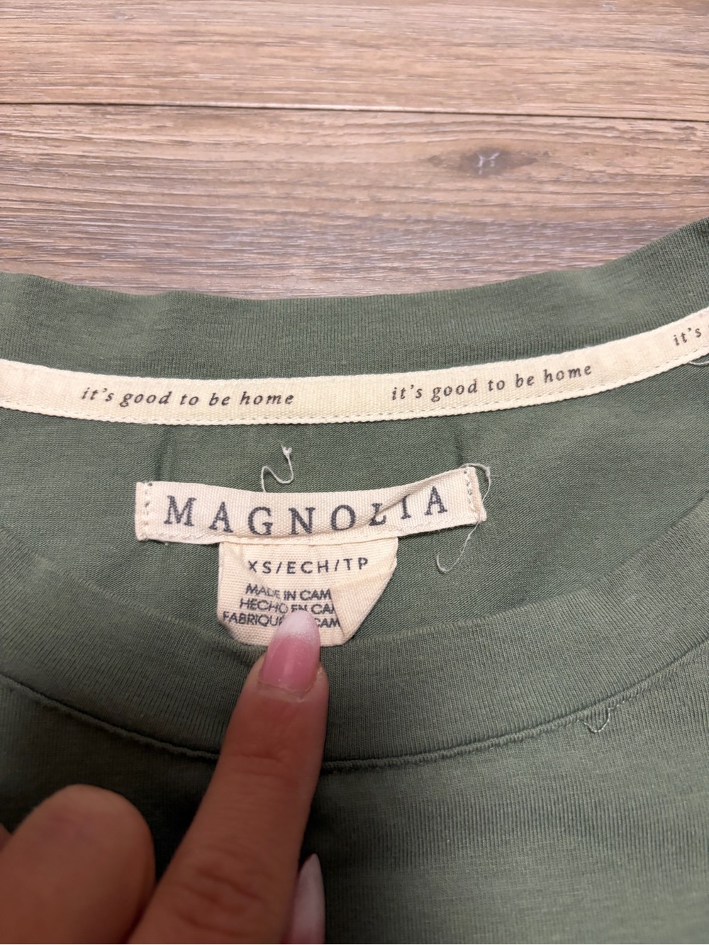 Magnolia Olive Green Lounge Set T Shirt & Shorts Pocket Tee XS - Picture 4 of 8